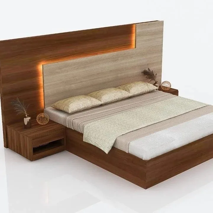 Wooden LED King Bed — Premium Beds