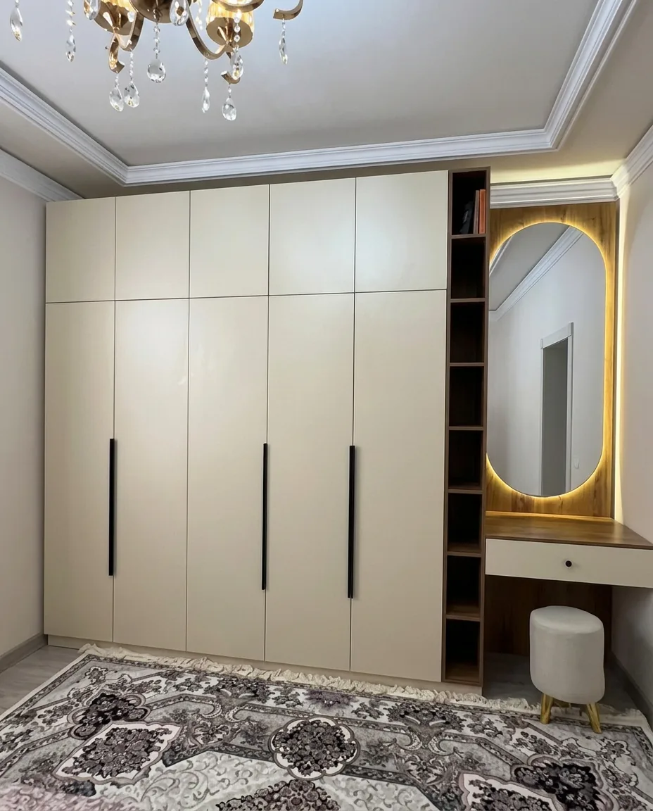 Cream Wardrobe with Lit Vanity — Wardrobes
